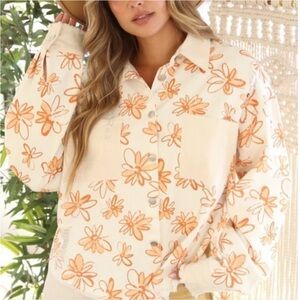 Peach Love floral button up shacket